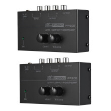 2X Phono Preamp PP500 with Bass Treble Balance Control for Turntable Vinyl Record Player US Plug