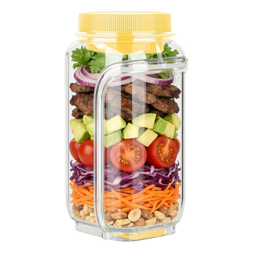 Multipurpose Plastic Square Container For Salad Snacks-Yellow