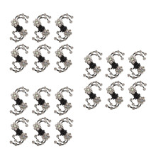 18Pcs White Mini Hairpin Flower Shape Rhinestone Hair Claw Clips