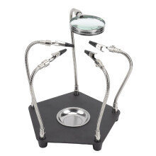 Soldering Helping Hands with Magnifying Glass, 360 Flexible Gooseneck and Stable Anti‑Slip Base