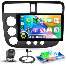 Android 15 Car Stereo for Honda Civic 20012005, 9' HD Touchscreen, 4G 128G Head Unit with Wireless CarPlay Android Auto GPS WiFi Bluetooth