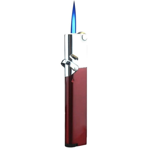 Butane Torch Lighter with Adjustable Flame Control, Windproof Jet Flame Refillable Design for Camping and Candle Lighting, Red
