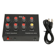 7 Band Car Audio Equalizer with  Bass Adjustment and Dual Channel Digital Control