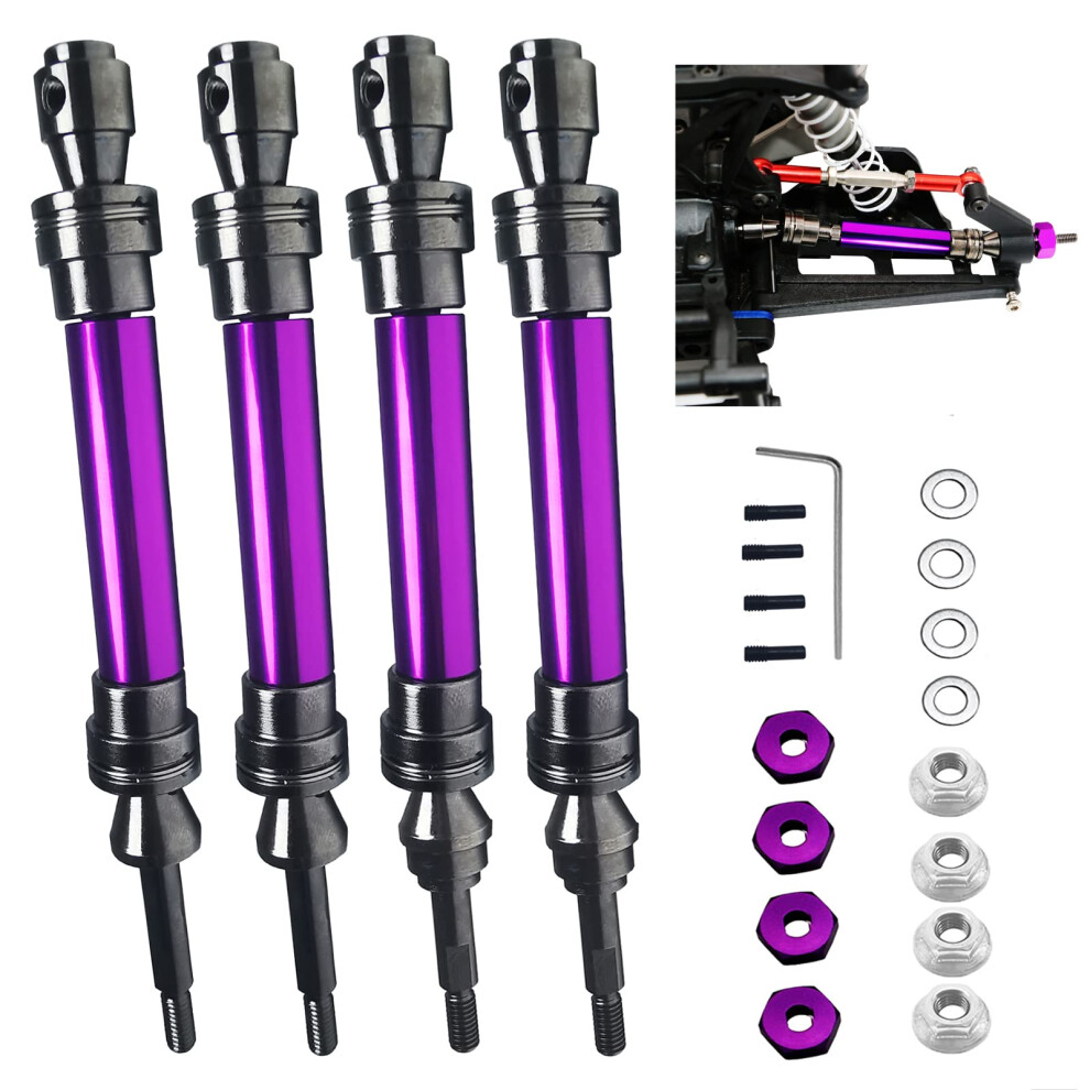 Upgrade Metal Cvd Drive Shafts For 1/10 Traxxas Slash Stampede Rustler Hoss 4X4 Rc Â Heavy Duty Stainless Set (Purple) Purple 9073542271352