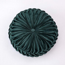 Green Velvet Pleated Round Pumpkin Throw Pillow Cushion for Sofa Bed Chair Home Decor