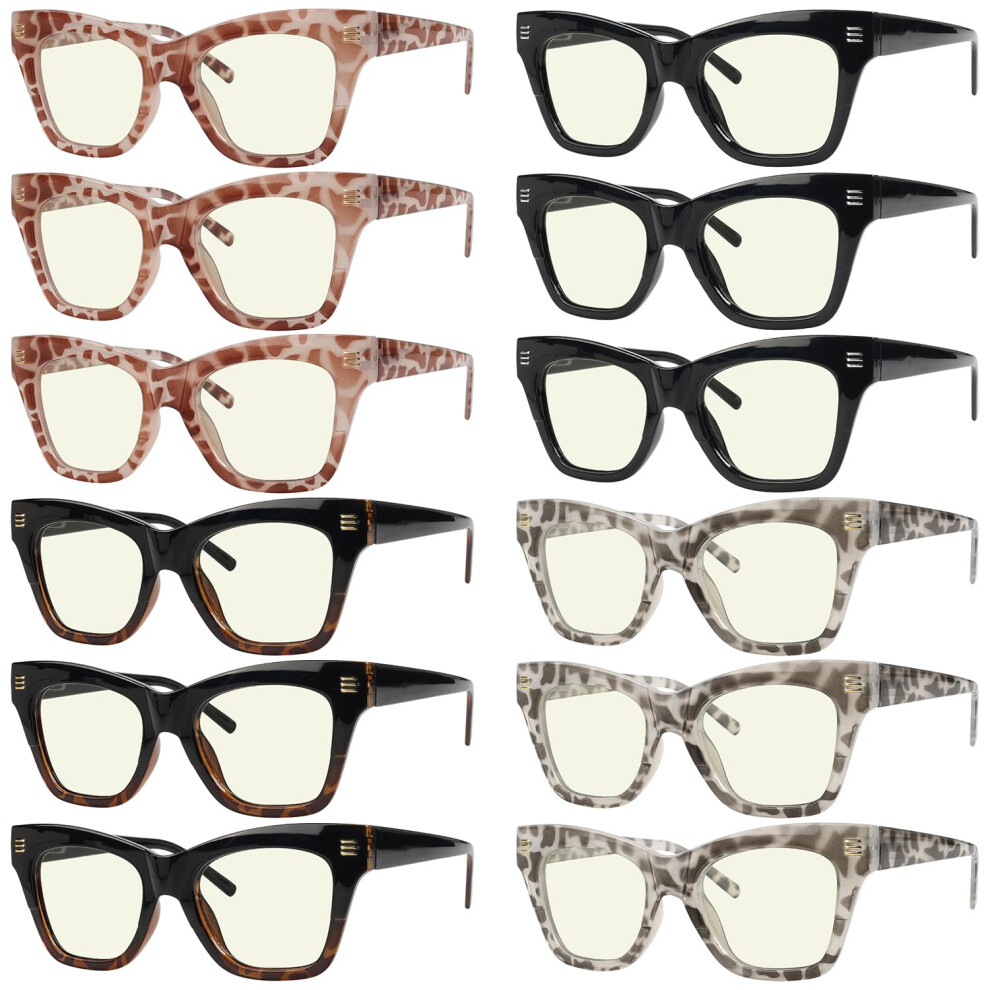 Blue 12 Pack Cat Eye Light Blocking Reading Glasses For Women +0.50 Uv400 Antiglare