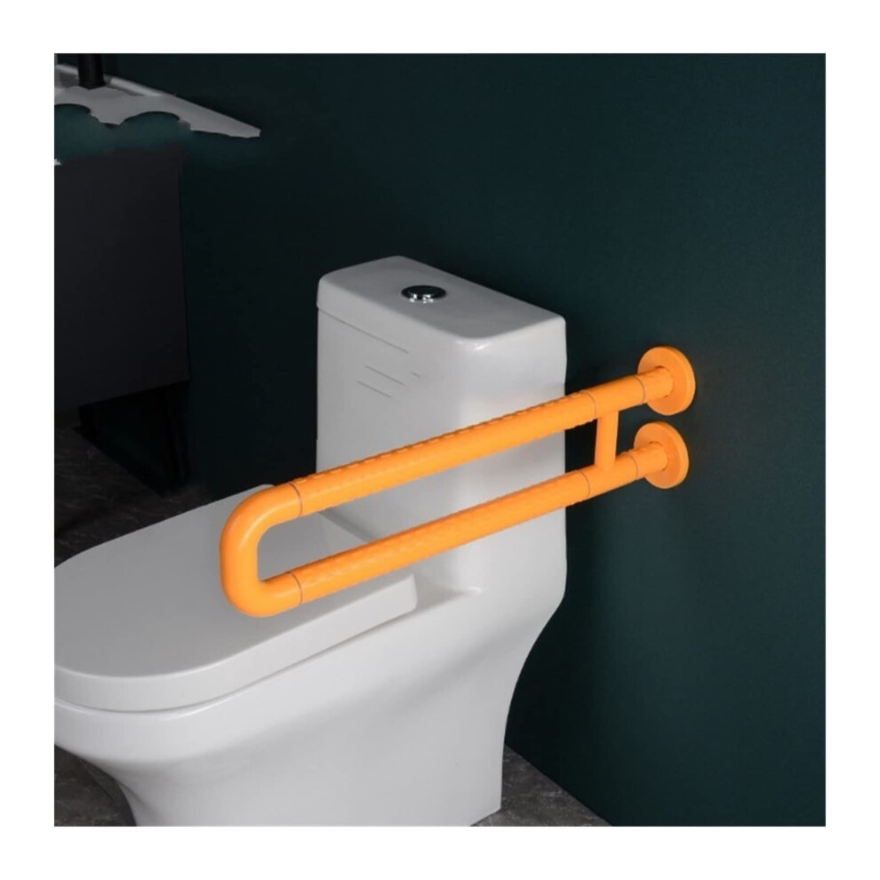 Yellow/White Foldable Stainless Steel Bathroom Grab Bar With Nonslip Ergonomic Grip For Elderly And Disabled Users