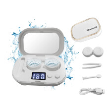 Ultrasonic Contact Lens Cleaner with LED Timer Display, USB Fast Charging and Large Mirror for Travel