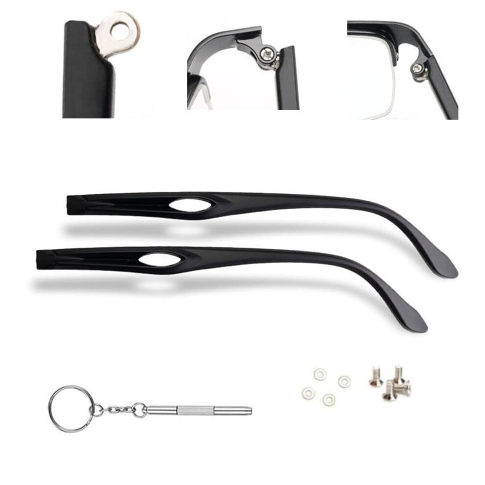 TR90 Eyeglass Temple Replacement with 3in1 Precision Screwdriver, Flexible Arms for Quick Glasses