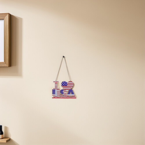 2Pièces Plaques Décoratives En Bois Usa Multicolores 2