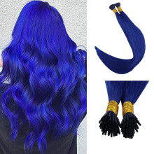 22 Inch Blue Remy Human Hair Extensions I Tip Pre Bonded Straight 100% Human Hair 40g Set