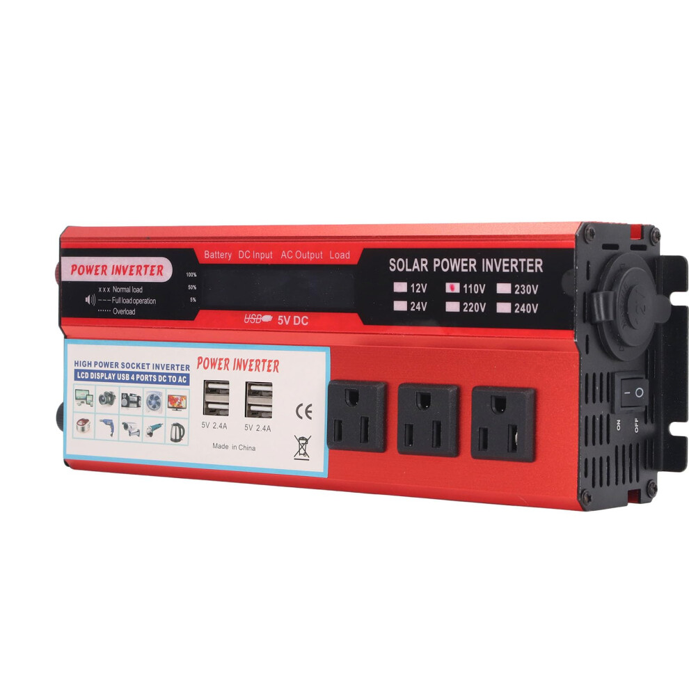 Power Inverter 2000W 24V Car Inverter With Lcd Display 4 Usb Ports For Rv Truck Boat Aluminum Housing 9330225568605