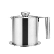 (small) Oil Strainer Pots Oil Storage Can Metal Grease Container Grease Strainer 304Stainless Steel Texture for Kitchen Cooking