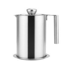 (large) Oil Strainer Pots Oil Storage Can Metal Grease Container Grease Strainer 304Stainless Steel Texture for Kitchen Cooking