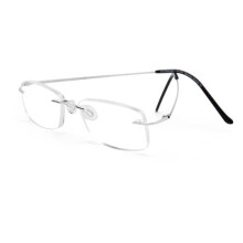 Rimless Titanium Reading Glasses 2.75X Silver Ultra Light Retro Business Style for Men and Women