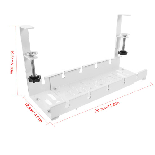 Under Desk Cable Management Tray, Durable Metal Wire Organizer Rack for Clutter Office Workspace, White 1