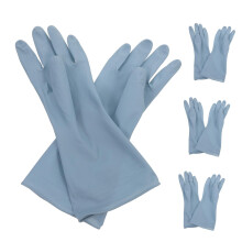 4 Pairs Long Cuff PVC Dishwashing Gloves, Waterproof Blue Cleaning Gloves for Household Tasks