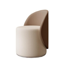 White Coffee Swivel Vanity Chair with Backrest, 360 Upholstered Leather Ottoman for Bedroom or Makeup Room
