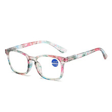 Blue Light Reading Glasses for Women +1.5 Purple, Stylish Square Frame with Spring Hinge Comfort