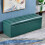 Rectangular Storage Ottoman Bench 150cm Dark Green Leather Footstool with Solid Wood Frame and Hidden Compartment 1