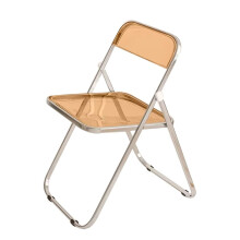 Transparent Folding Chair Acrylic Dining Chair Orange Clear Polycarbonate Foldable SpaceSaving Design