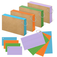 3x5 Index Cards Colored Ruled Heavyweight with Rings, 200 Count Study Flashcards