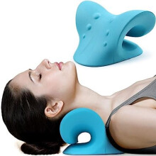 Neck and Shoulder Relaxer Cervical Pillow for Pain Relief, Ergonomic Support, Adjustable Headband, Blue