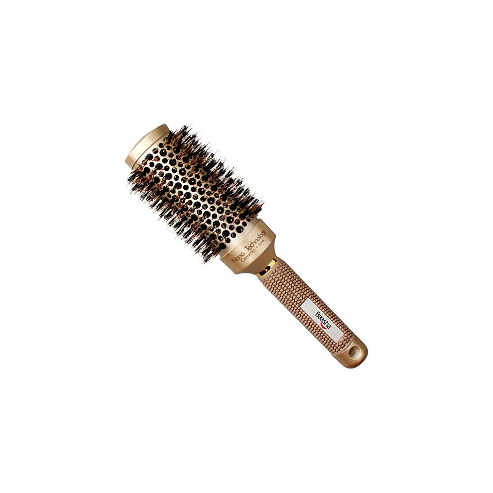 2 Inch Ceramic Round Hair Brush with Boar Bristles for Blow Drying Medium Length Hair, Fast Drying and Frizz Reduction