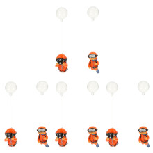 8Pcs Orange Cartoon Diver Figures PVC Aquarium Floating Decor for Home