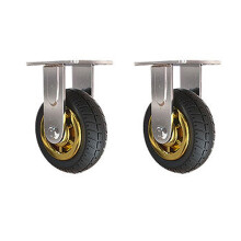 4 inch Locking Caster Wheels with Brake, Heavy Duty Rubber, Directional, 2 Pack