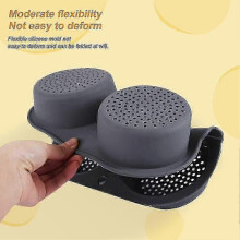 Hamburger Bun Mold 4 Cavity Loaf Pan, Mesh Hamburger Bun Mold for Making Buns, Non Stick Baking Pan Household Food Baking New Baking Tool (Gray)