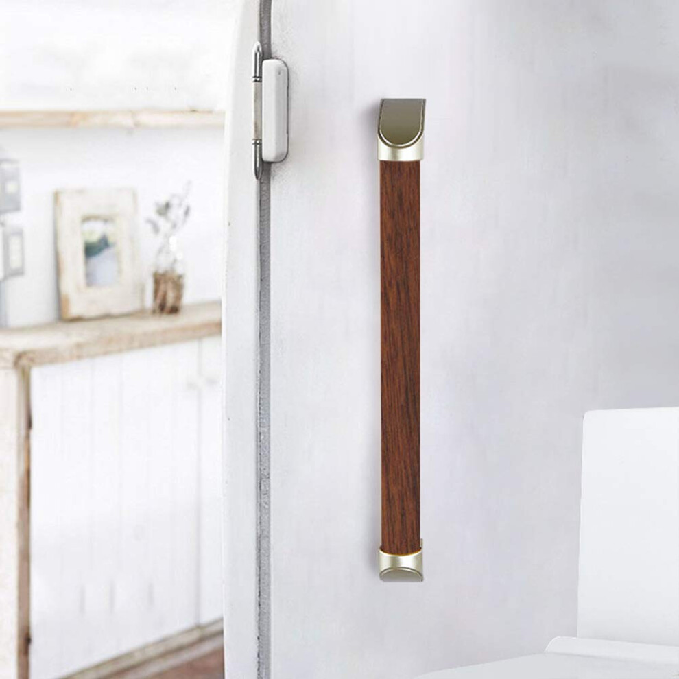 Black Wooden Grab Bar Walnut 50Cm Wall Mounted Bathroom Handrail Natural Wood Finish 200Kg Support