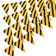 Construction Birthday Banner Set Black and Yellow Truck Garland Prethreaded Durable Party Decorations for Kids Boys
