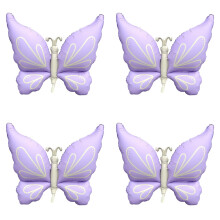 4 Pcs Purple Butterfly Foil Balloons Set, EyeCatching Party Decor for Birthday, Bridal and Baby Shower