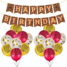 Cheetah Print Birthday Decorations with Pink Gold Leopard Banner Balloons Set for Girls Safari Party