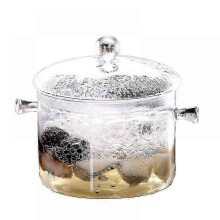 Glass Saucepan, Glass Soup Bowl with Lid Heat Resistant Cooking Pot, Glass Pot with Handle Clear Glass Cookware Set for Pasta Noodle, Soup, Milk (1.5l