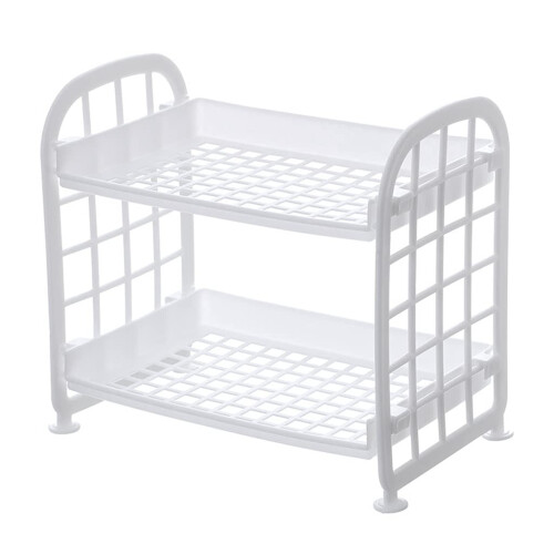 2 Tier Countertop Organizer, Foldable Ventilated Bathroom Countertop Organizer for Kitchen