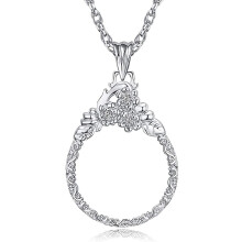 Silver Magnifying Glass Necklace for Reading, Fashionable Dual Purpose Pendant Gift for Elderly