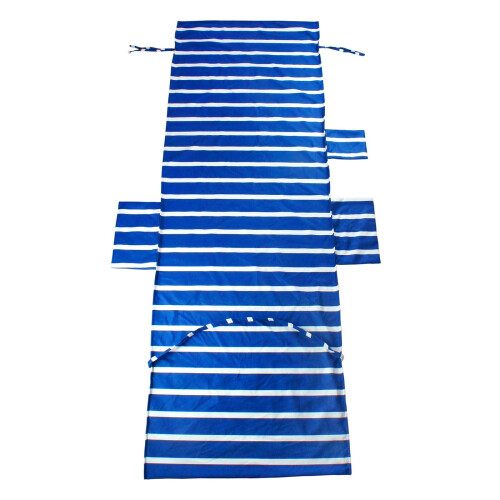 Housse de chaise de plage Floleo à rayures bleues 215 x 75 cm 1