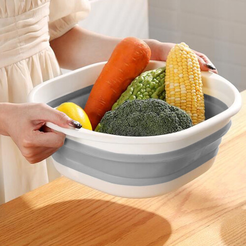 Grey Foldable Foot Soaking Bucket with Massage Bumps 1 Pc 1