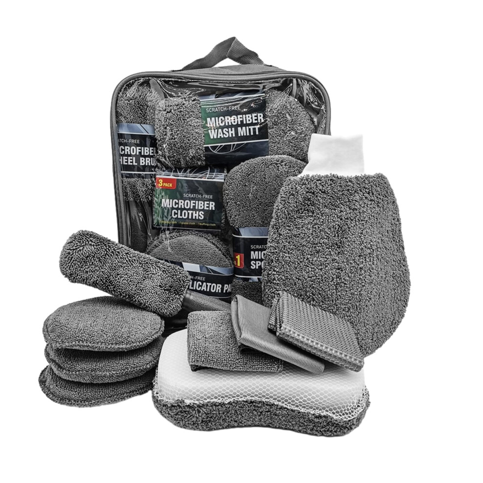9ÂPiece Car Cleaning Kit With Microfiber Towels And Wash Mitt For Quick MultiâSurface Detailing 9073542233060