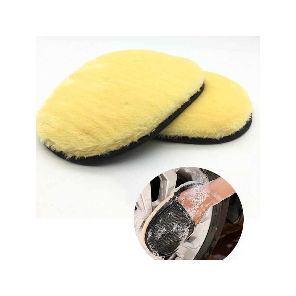 1 Pair Natural Wool Car Wash Mitts Gentle Paint Protection Polishing And Detailing Gloves 9073542233121
