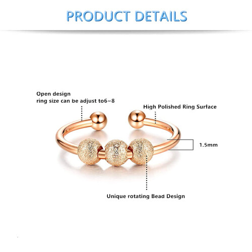Adjustable Gold Fidget Spinner Ring for Women, Thin Stackable Anxiety Ring for Stress Relief 1