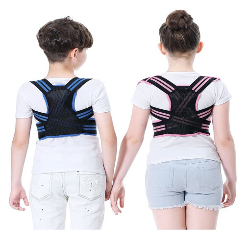 Adjustable Posture Corrector for Students, Ergonomic Back Brace with Padded Straps, Pink Size L 1