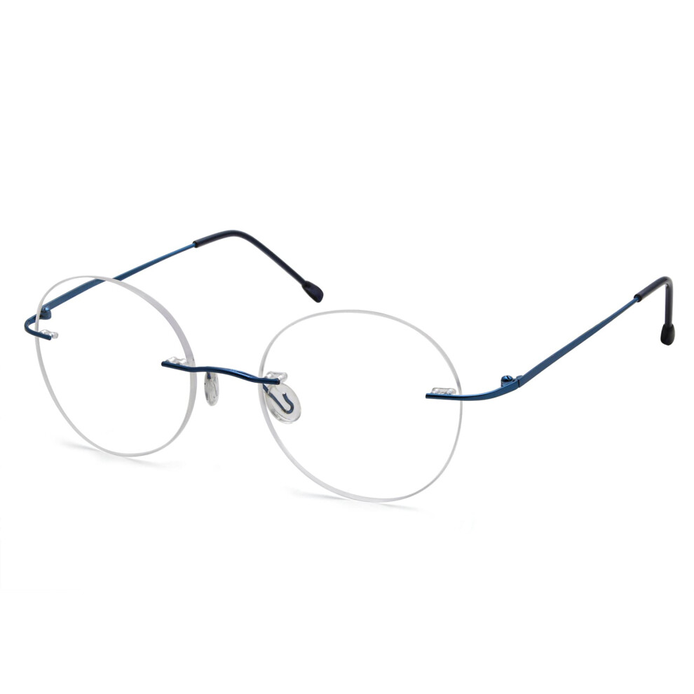 Blue Rimless Reading Glasses +2.00 For Women And Men, Lightweight Design For Clear Closeup Vision