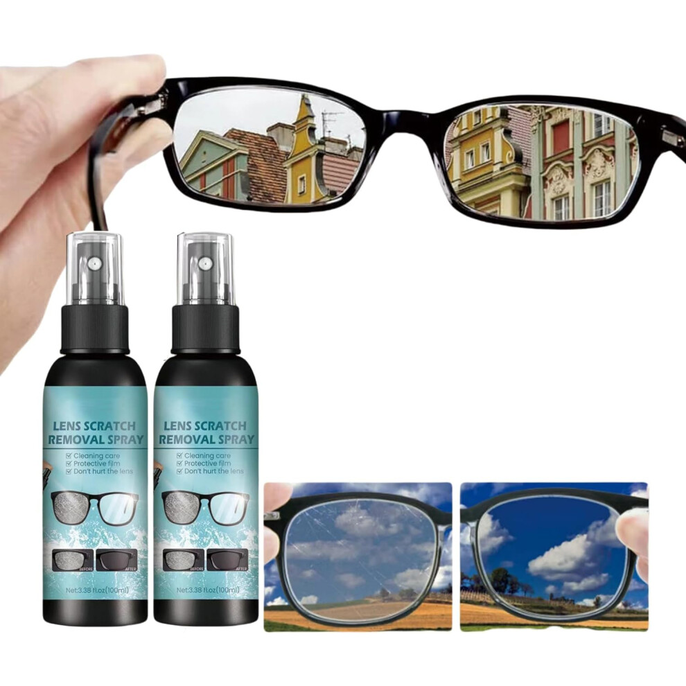 Light Eyeglass Cleaner Spray 2Pcs, Quick Streak Lens Cleaning For Sunglasses And Screens