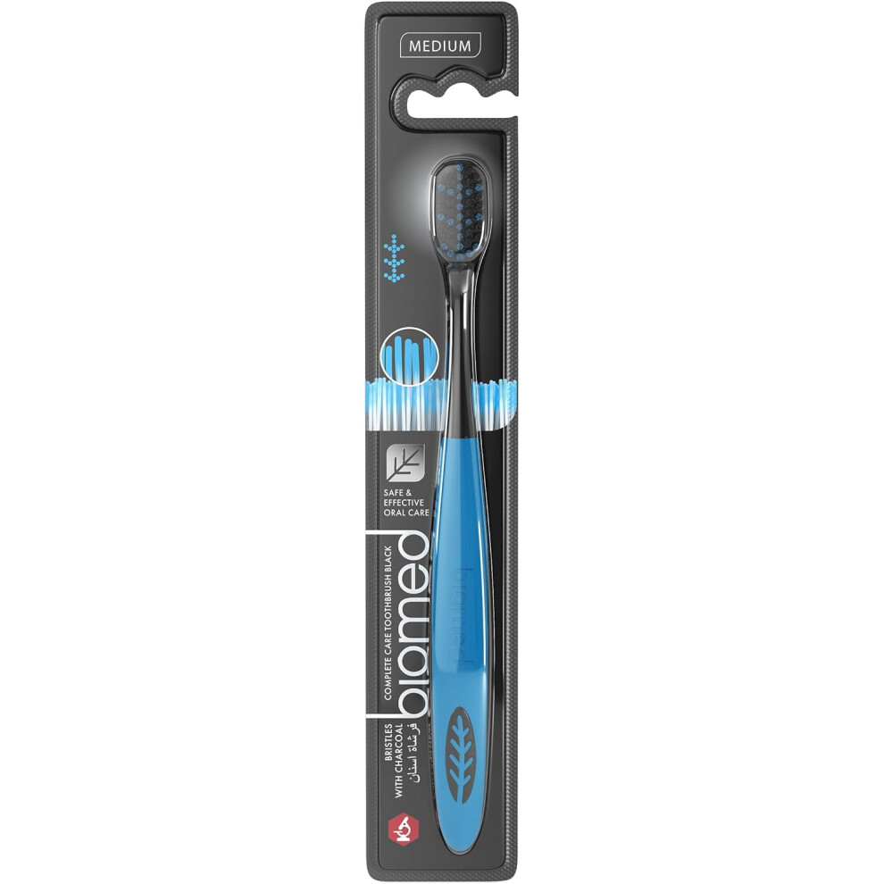 Biomed Black Medium Toothbrush - Charcoal Infused Bristles - Eco Friendly Design