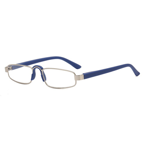 Lightweight Rectangular Reading Glasses 1.5 Strength for Men and Women, Blue Frame Blue Light Blocking Readers for Work