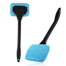 Windshield Cleaner with Long Handle, Microfiber Car Glass Cleaning Tool with Reusable Pad, Green