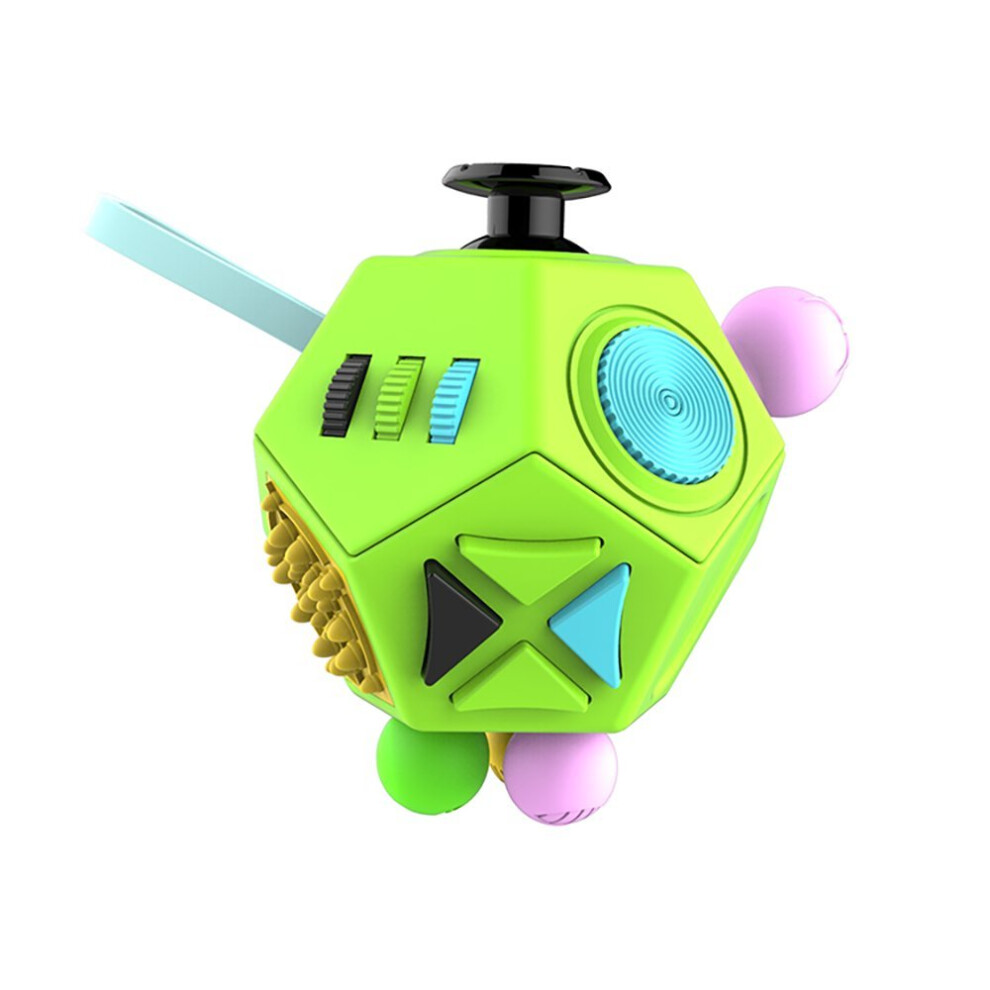 12 Sided Fidget Cube Dual Pack for Stress and Anxiety Relief, Crystal Style Green Low Noise Design